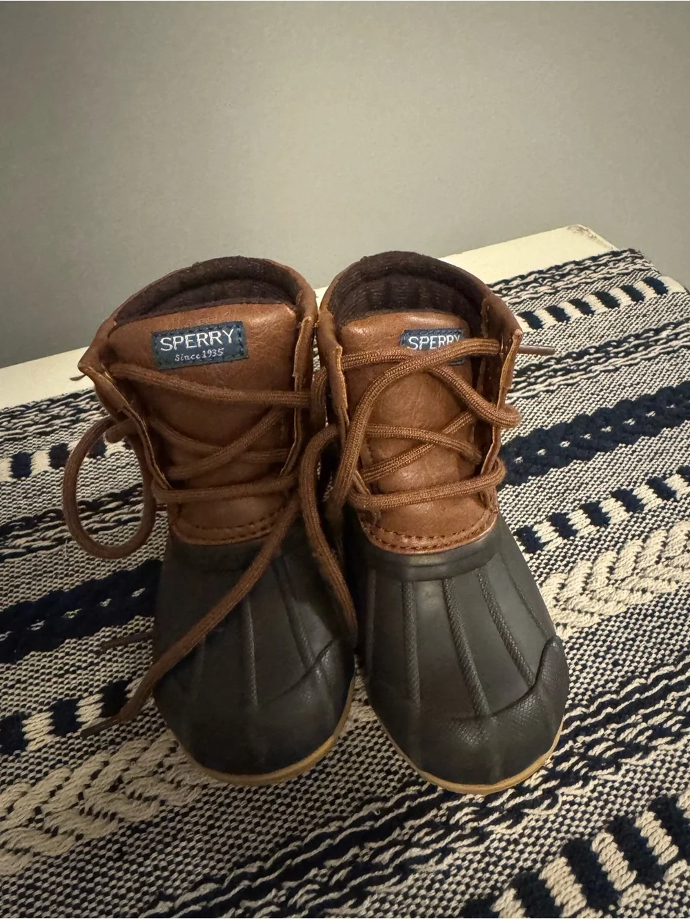 Sperry Brown Leather and Black Rubber Waterproof Boots